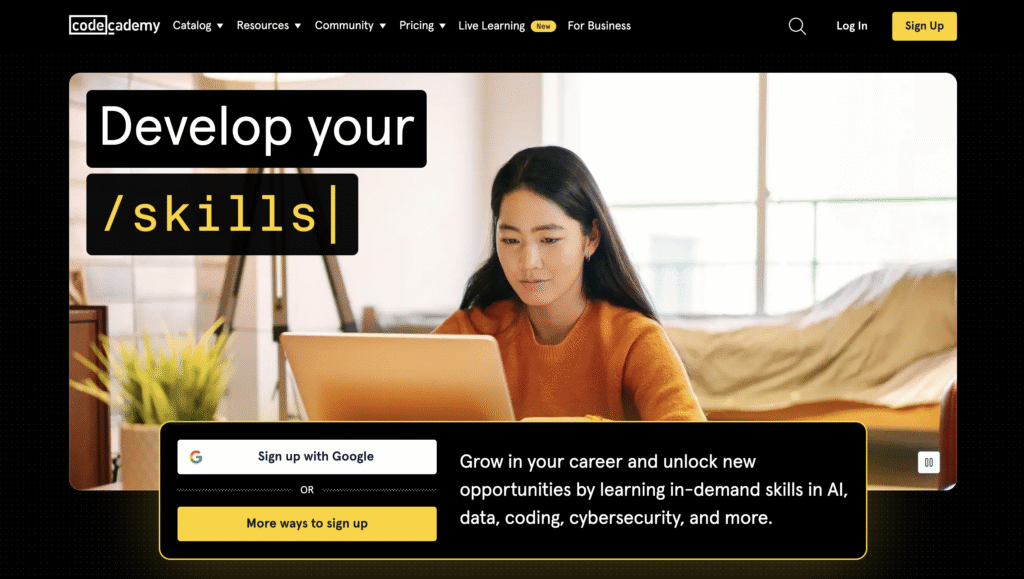 Codecademy website homepage
