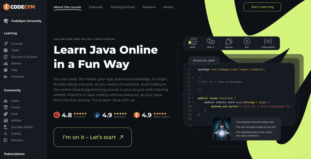 CodeGym website homepage