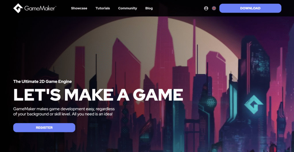 GameMaker by Yoyo Games website home page