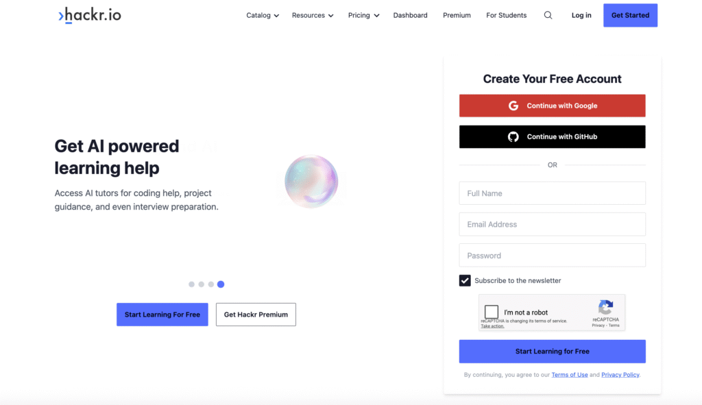 hackr.io programming courses homepage