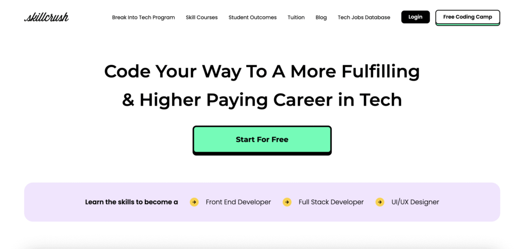 Skillcrush website homepage