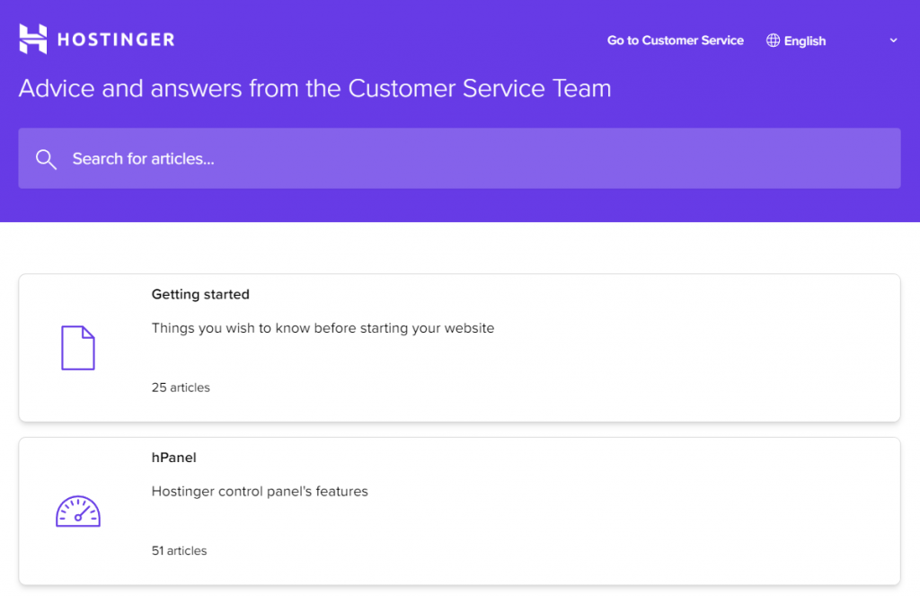 Wissensdatenbank von Hostinger