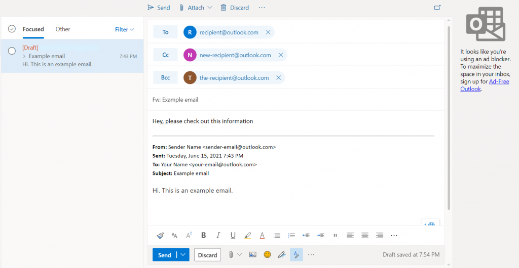 Modifying an email before it's forwarded.