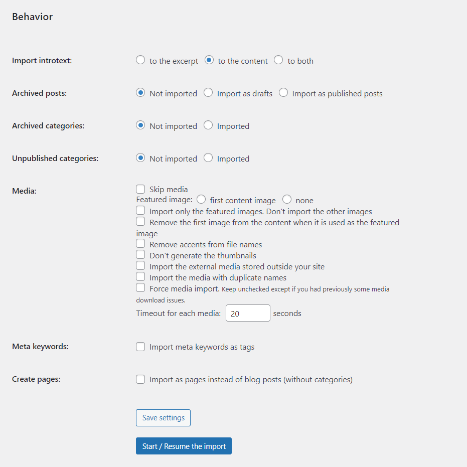The behavior section
