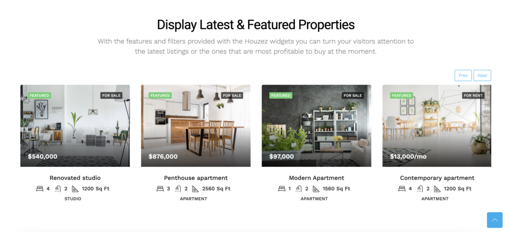 An example of custom fields implementation in an property listing page