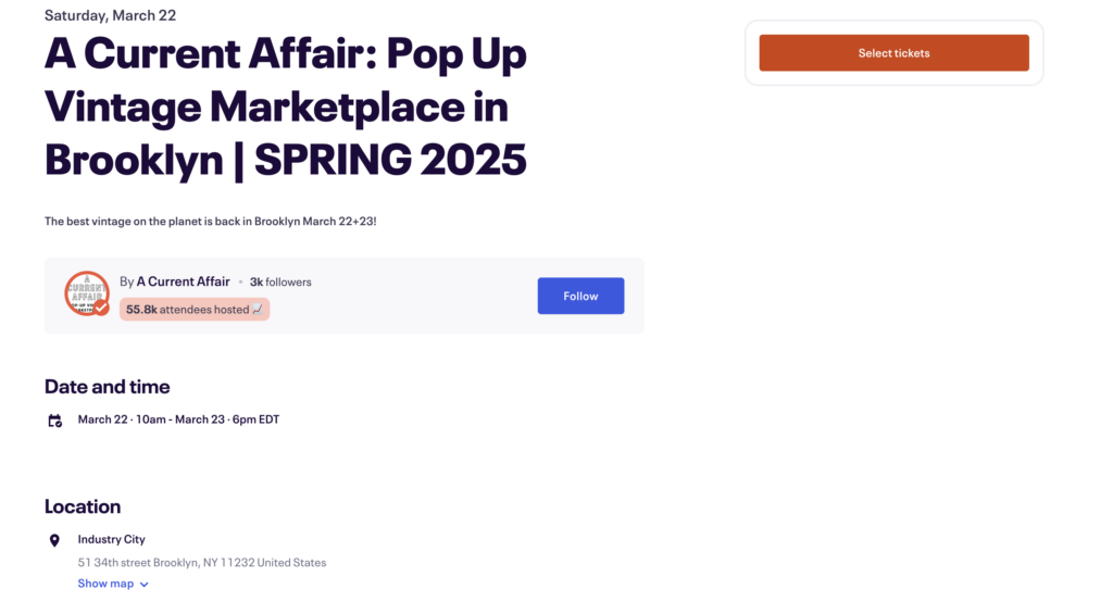 An example of custom fields implementation in an event listings website