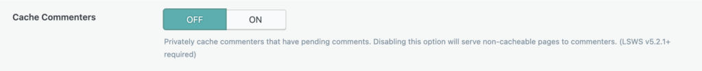 The caching for pending commenters option turned off.