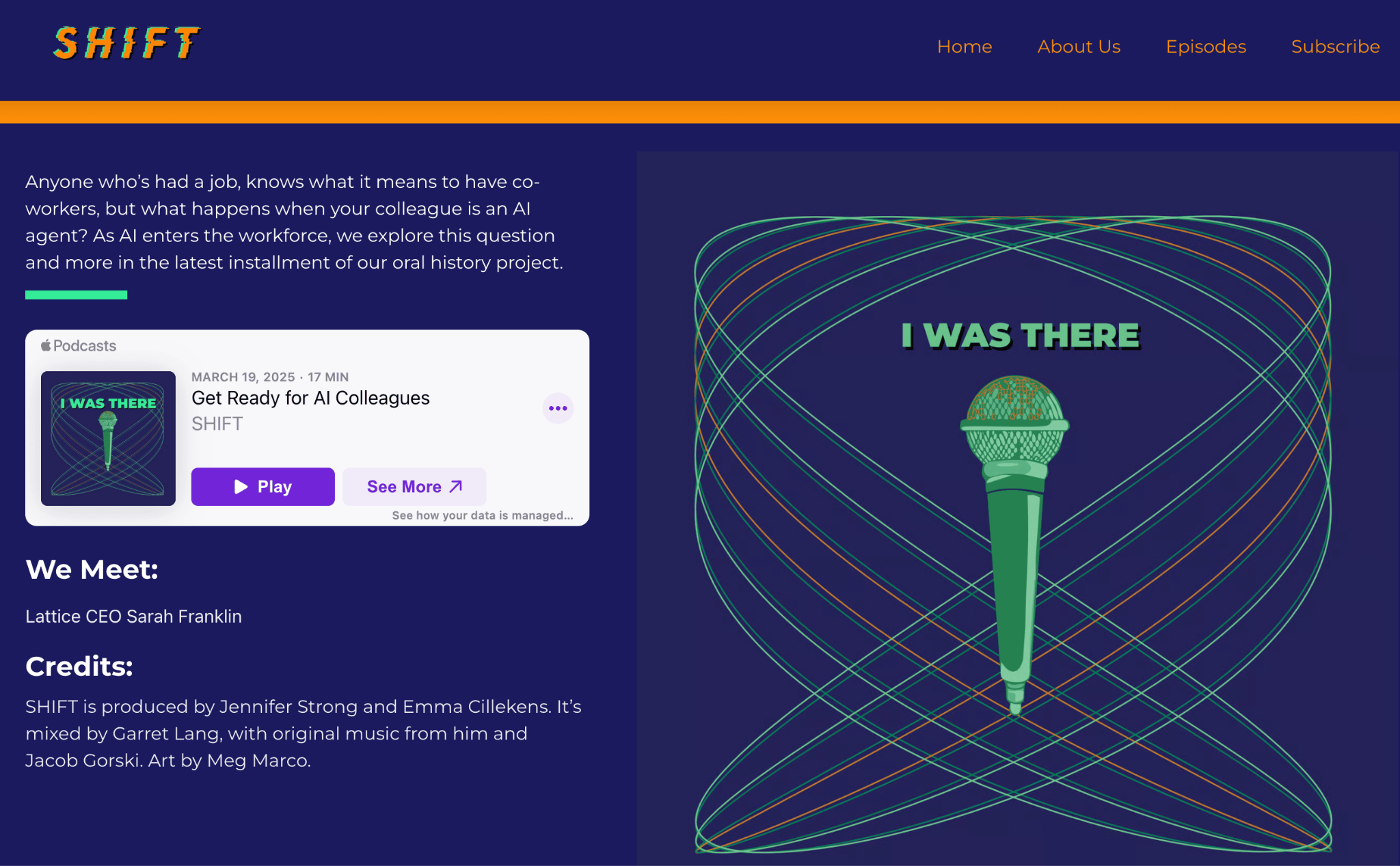 Episode page of the Shift podcast