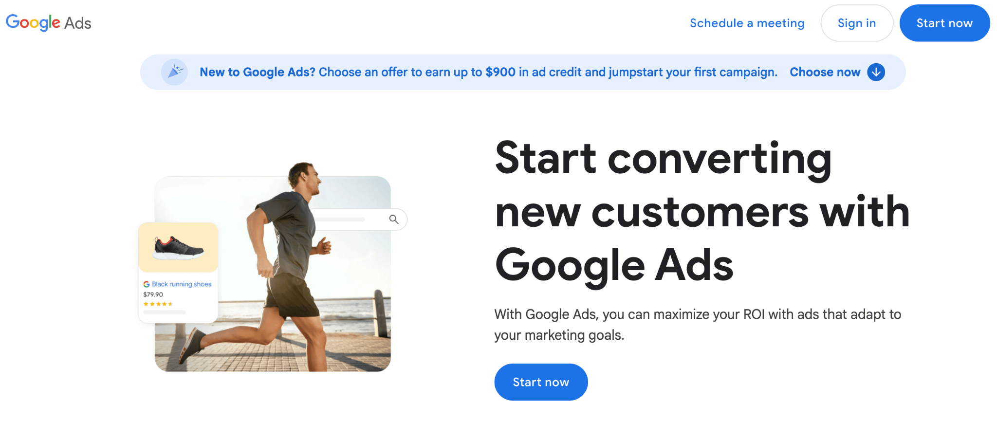 Homepage of Google Ads