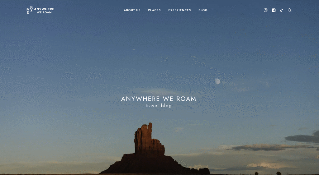 The Anywhere We Roam blog homepage