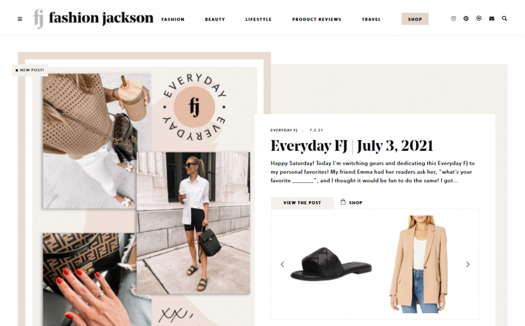 The Fashion Jackson website homepage The Fashion Jackson website homepage.