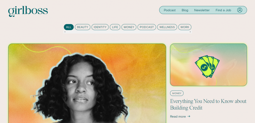 The Blog page of the Girlboss website The Blog page of the Girlboss website.