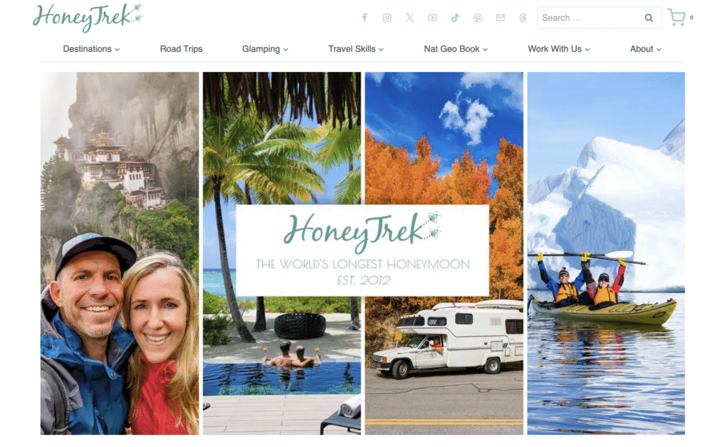 The HoneyTrek website homepage