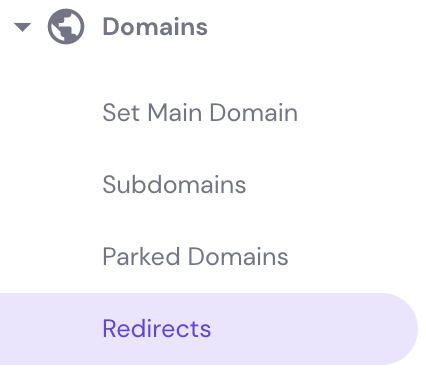 The Redirects button on hPanel