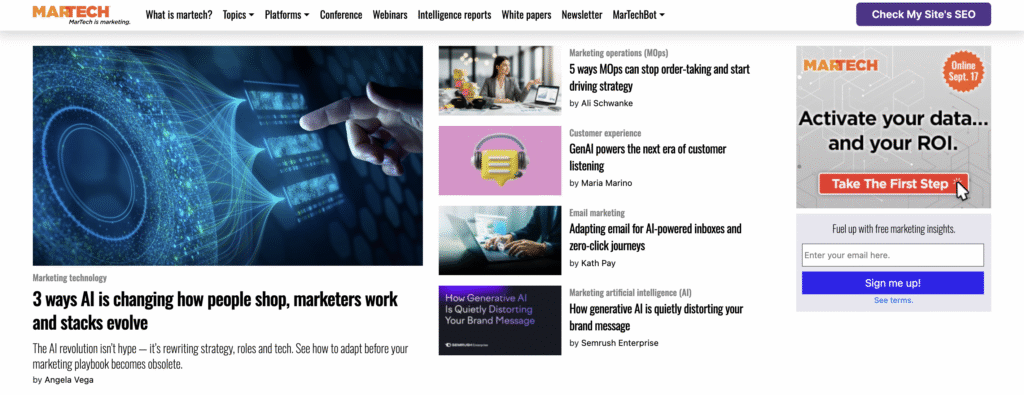 The MarTech website homepage