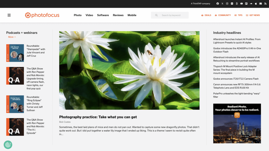 The Photofocus blog homepage