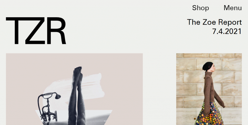 The Zoe Report website homepage The Zoe Report blog homepage.