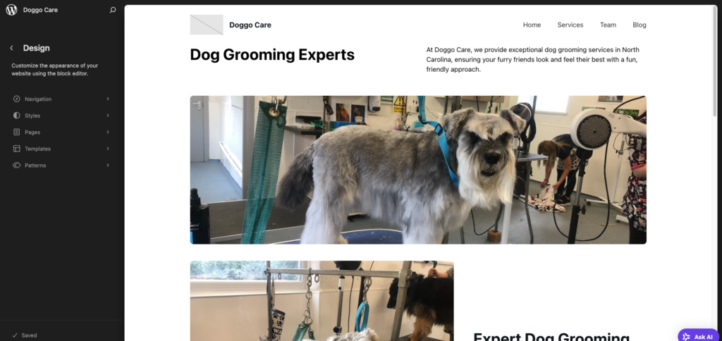 WordPress Theme Editor interface