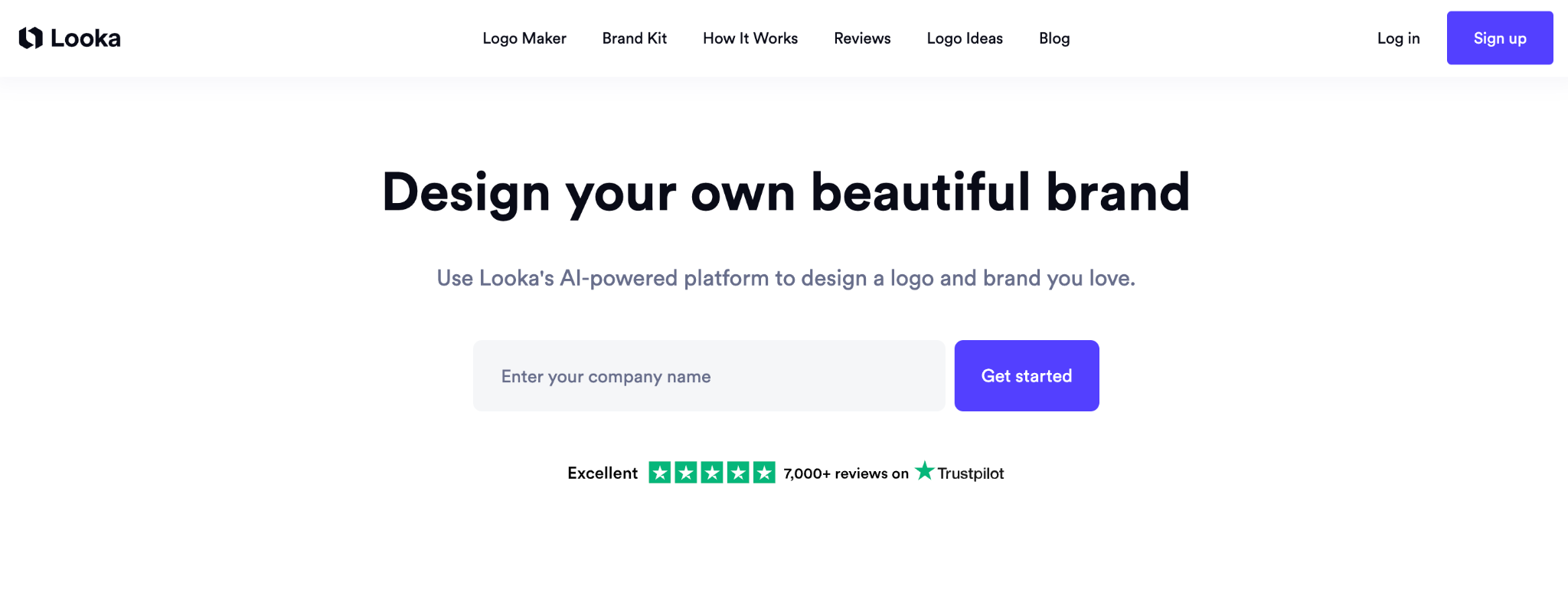 Homepage of Looka