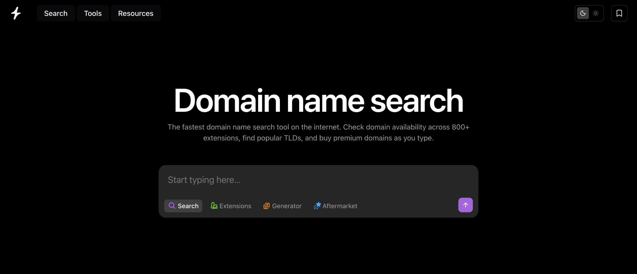 Homepage of Instant Domain Search