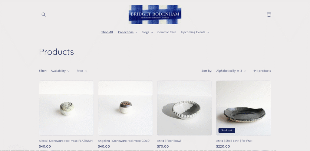 Bridget Bodenham store page