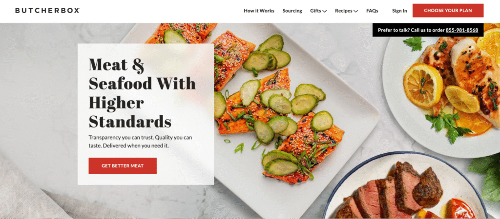 ButcherBox landing page