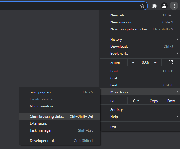 Google Chrome's clear browsing data option