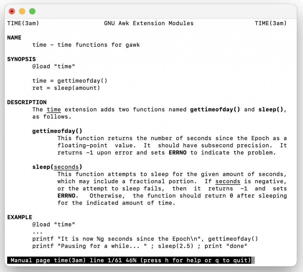 List of options to modify the Linux time command output.
