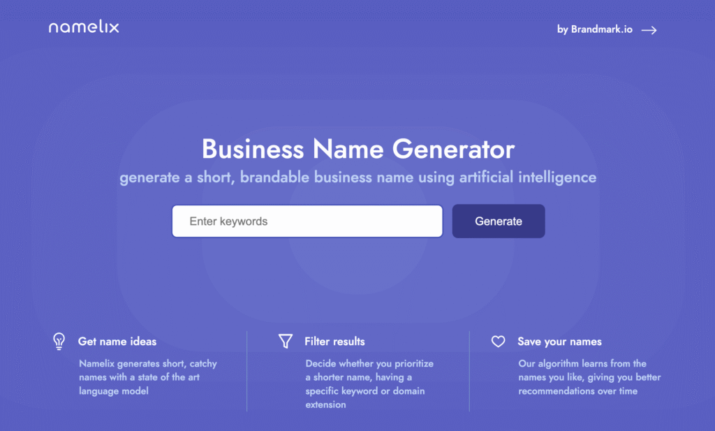 Homepage of Namelix