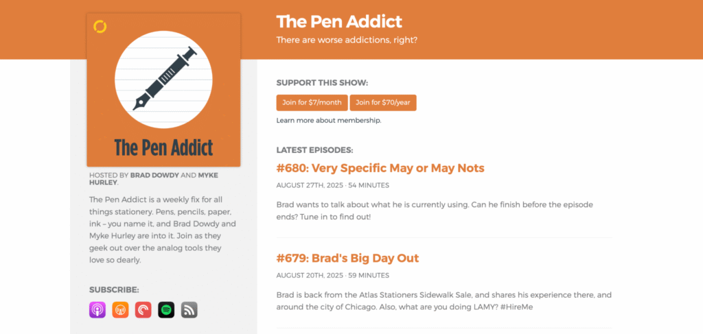 The Pen Addict podcast page