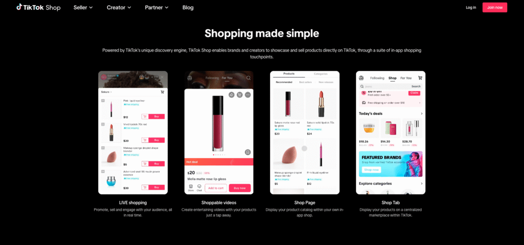 TikTok Shop landing page