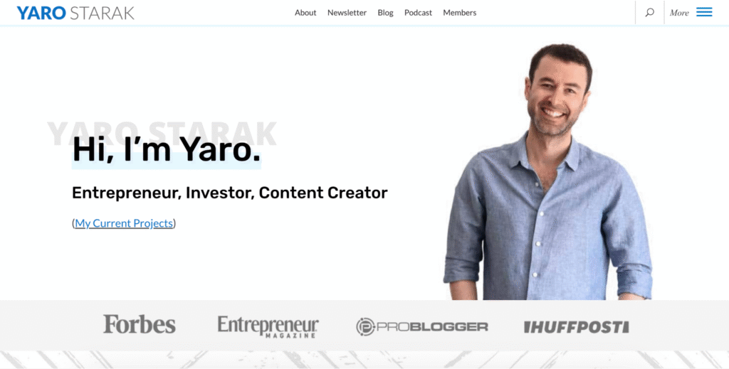 Yaro Starak homepage