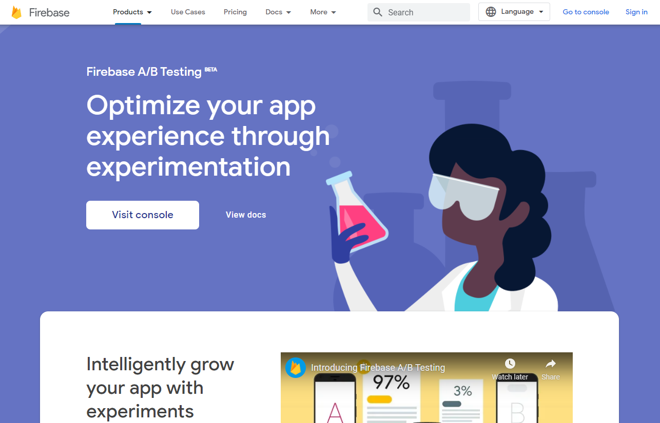 The Firebase A/B testing tool.