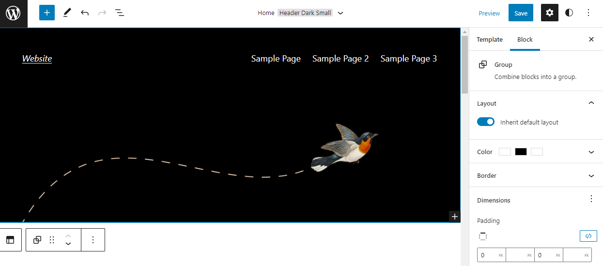 WordPress block editor interface