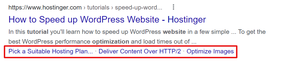 Screenshot of the links to jump straight into a section on a long post in Google SERPs