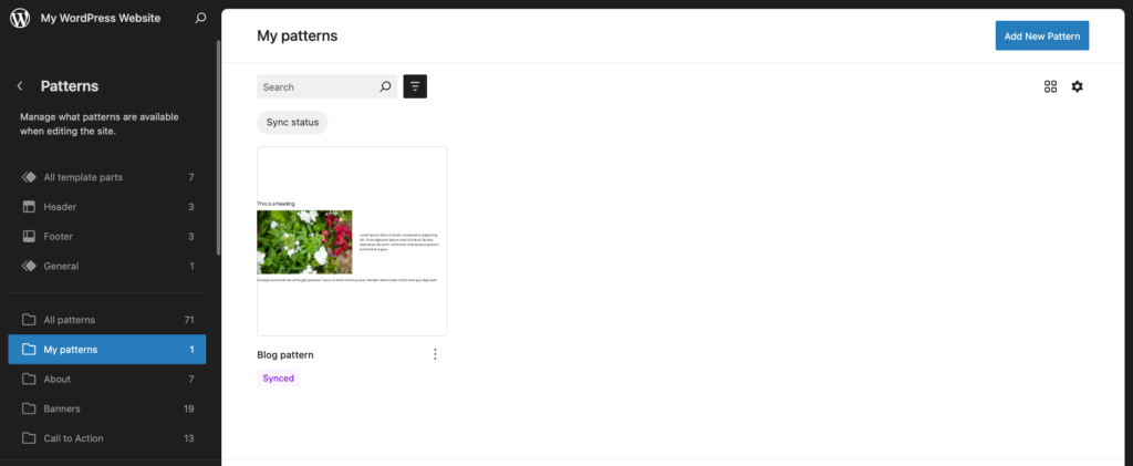 Editing an existing pattern in Gutenberg