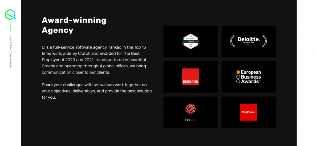 Q Agency's award list