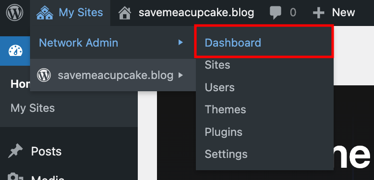 WordPress Network Admin dashboard in Multisite installation