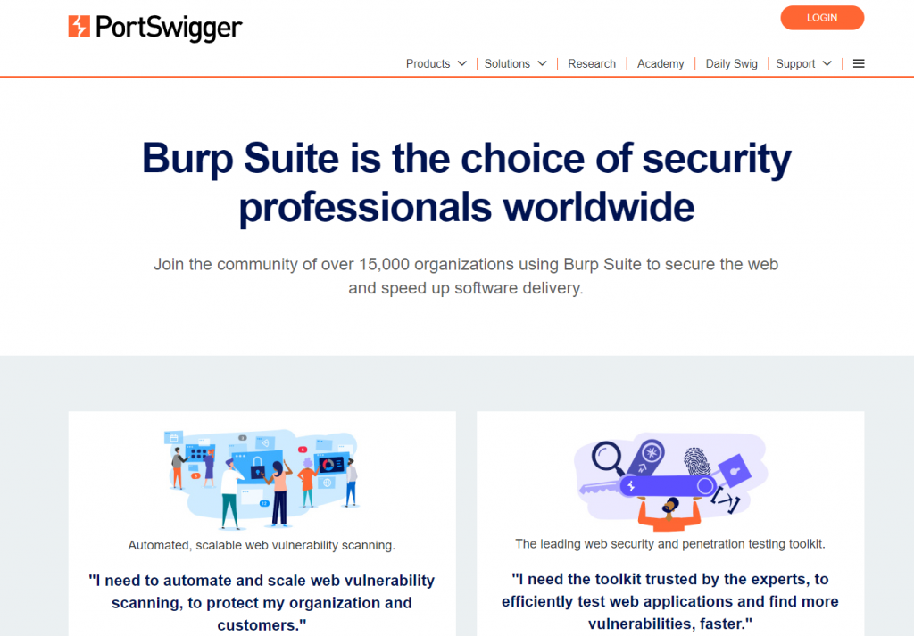 Burp Suite by PortSwigger homepage