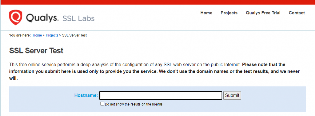 Qualys SSL Labs SSL Server Testseite