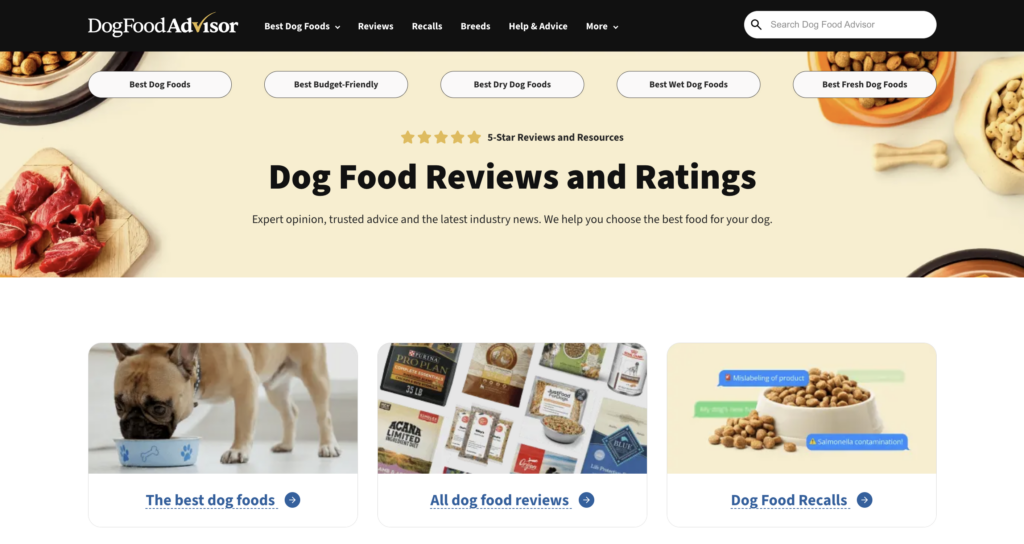 Dog Food Advisor's homepage