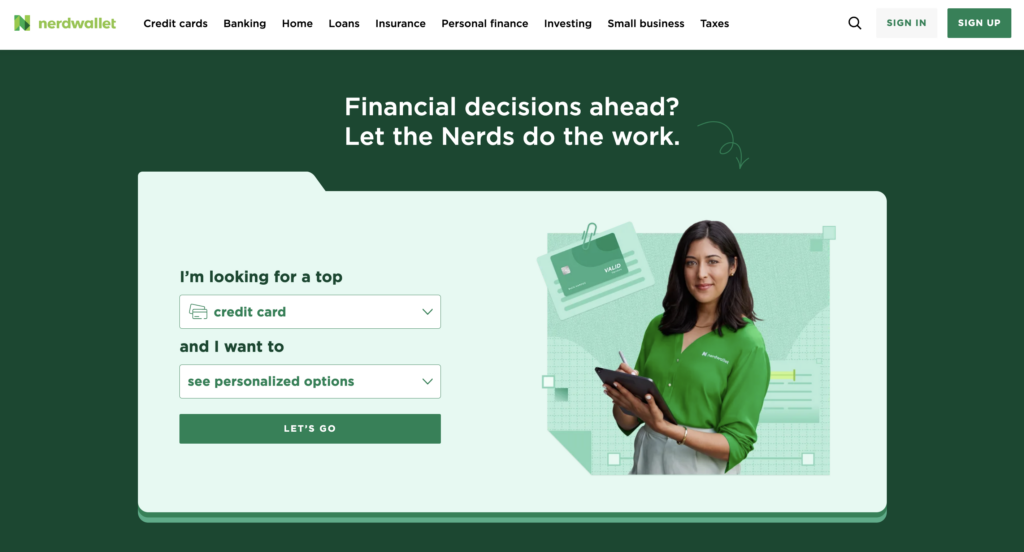 NerdWallet's homepage