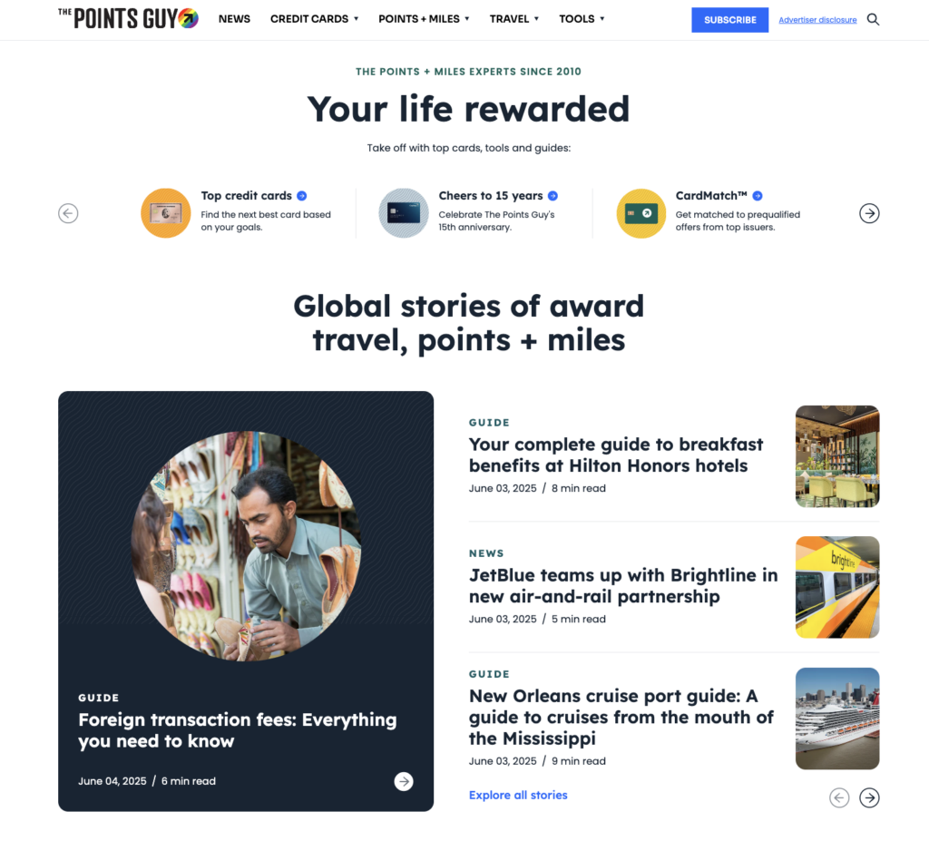 The Points Guy's homepage