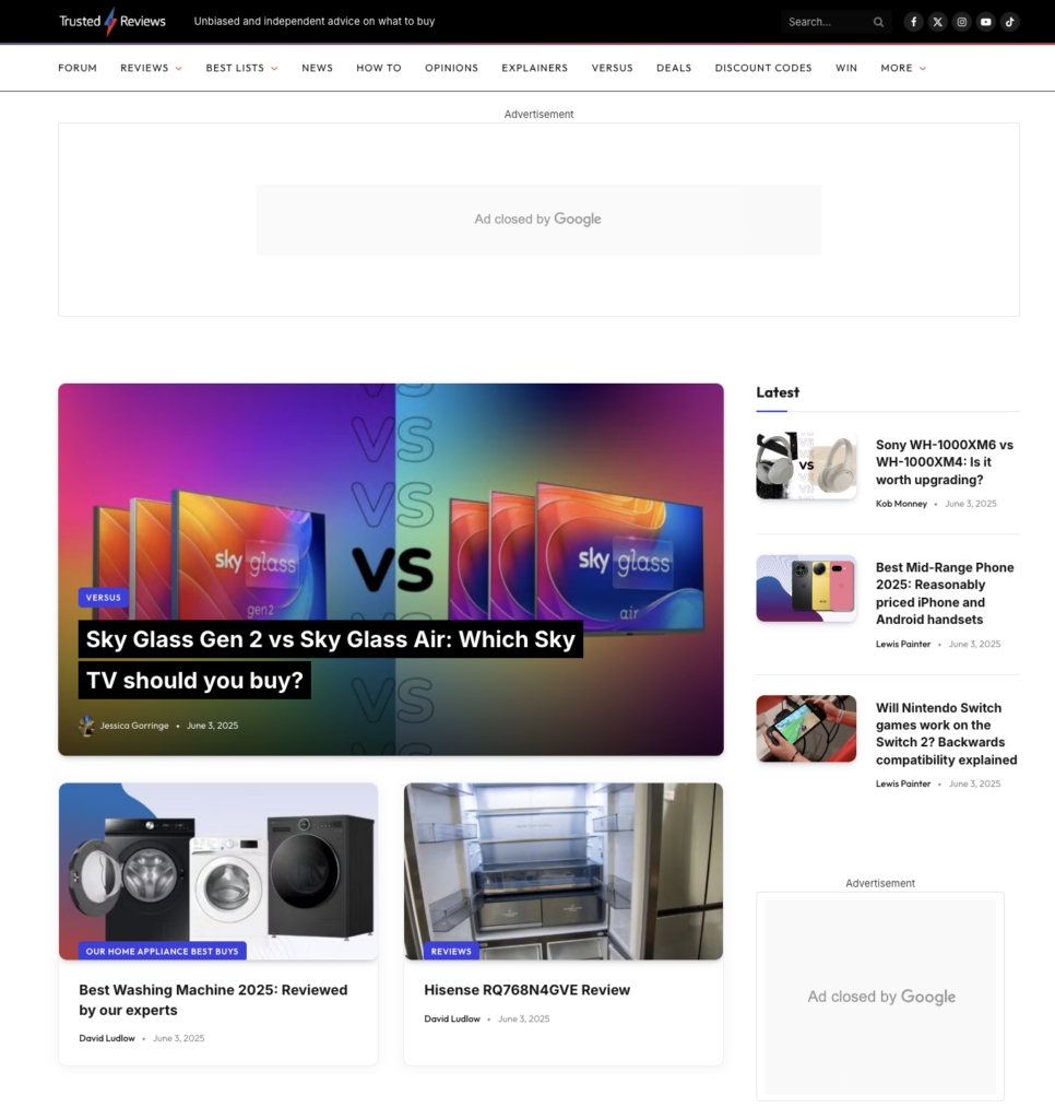 Trusted Reviews's homepage
