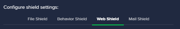 Choosing the shield settings inside the Avast Antivirus application.