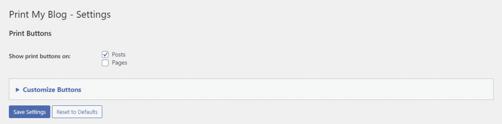 Configuring the Print My Blog plugin upon installation