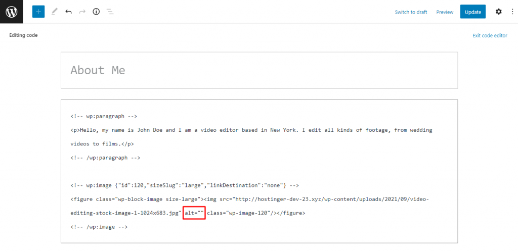 Image's empty alt text code