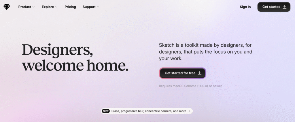 Sketch website home page
