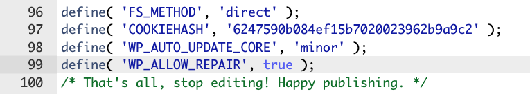 Code snippet inside wp-config.php