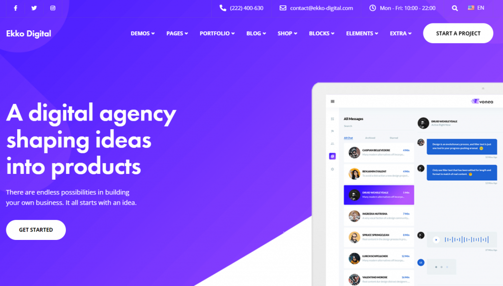 Ekko is a great option to create a simple and modern website look